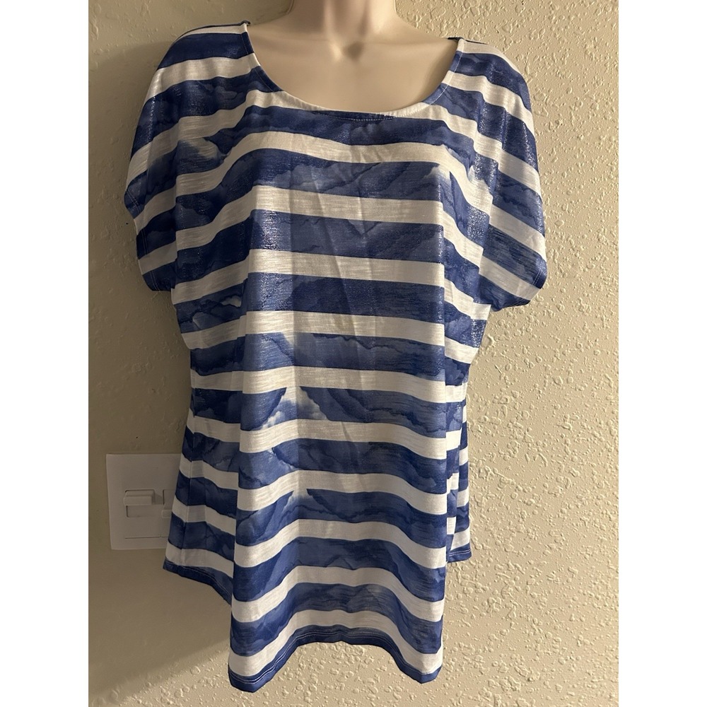 New Xl Apt 9 Metallic Stripe Casual Elegance Top #1327*8**